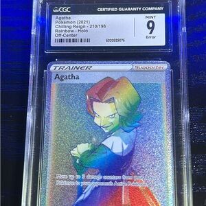 Pokemon Agatha Rainbow Holo Card